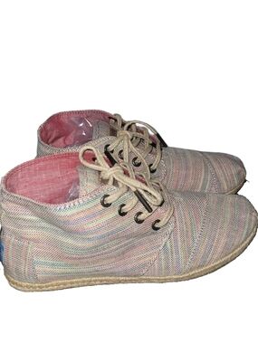 Toms Multicolor Striped Canvas Mid-top Lace-Up Espadrilles Shoes Size 6W